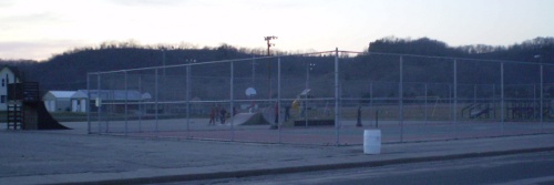 Tennis court and skate park
